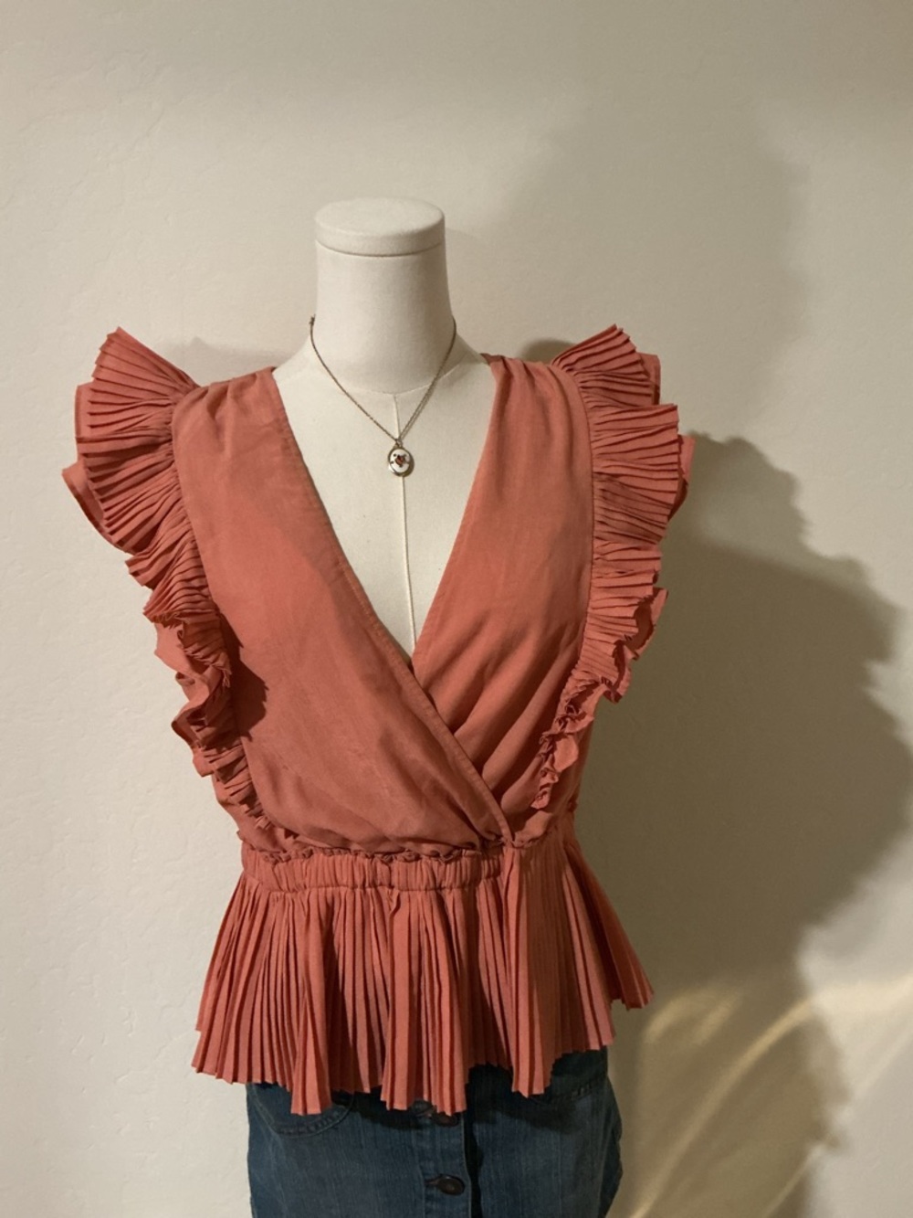 Express Orange ruffle top